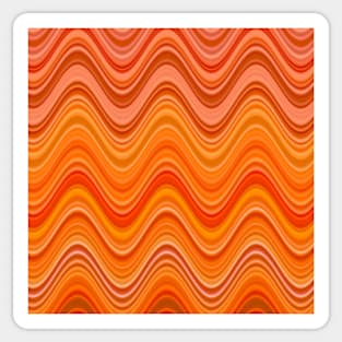 summer vibes orange coral red yellow pink puce wavy striped pattern Sticker